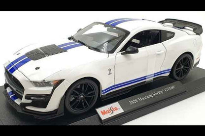 Maisto 2020 Ford Shelby GT500 White w/ Blue Stripes 1:18 Cartsfy Inc.