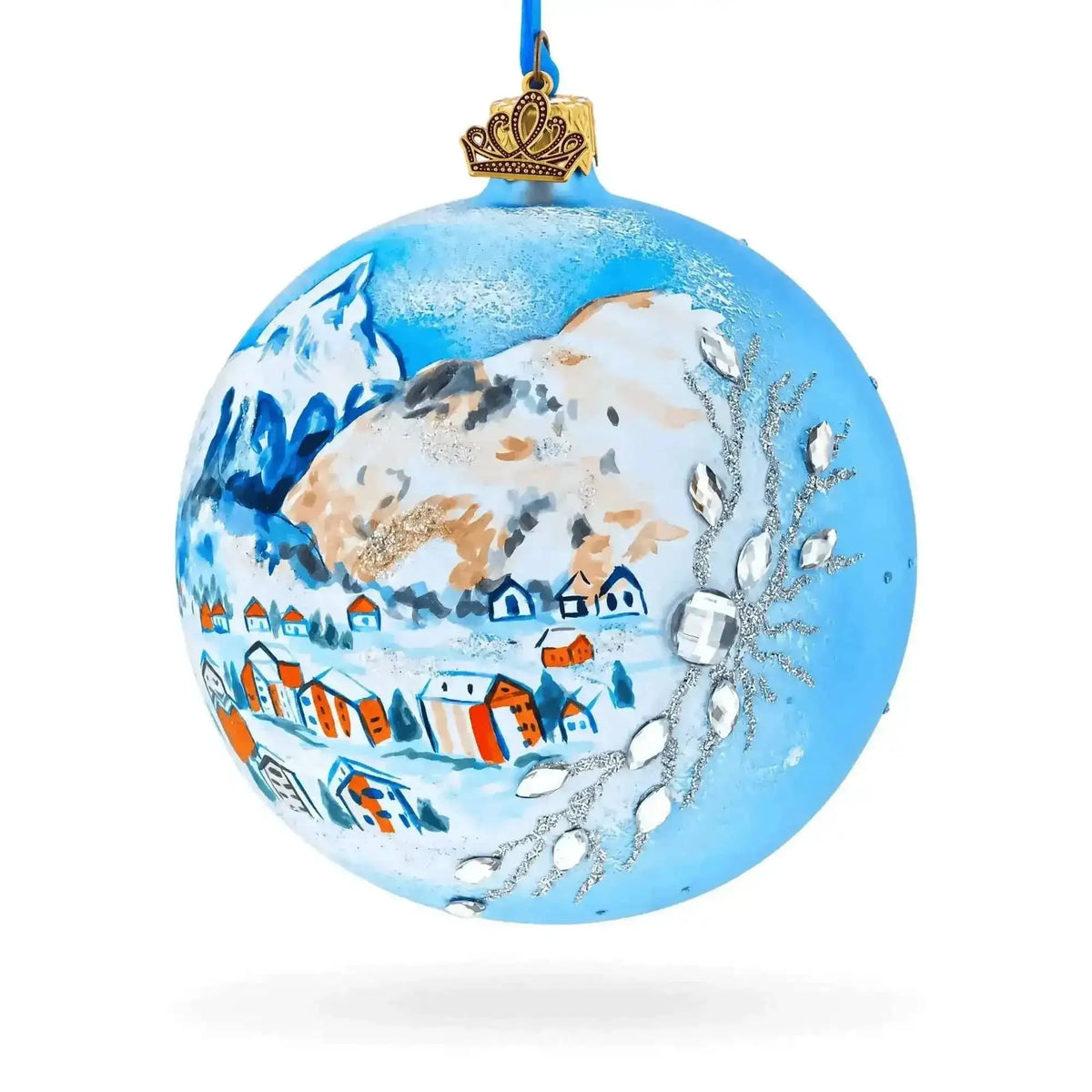 Matterhorn, Zermatt, Switzerland Jeweled Glass Ball Christmas Ornament 4 Inches Cartsfy Inc.