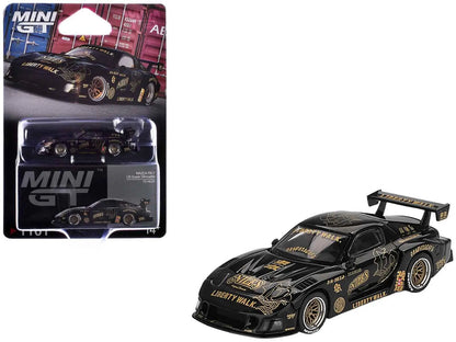 Mazda RX-7 LB-Super Silhouette "FD-NILES" Black with Gold Graphics Limited Edition 1/64 Diecast Model Car by Mini GT Cartsfy Inc.