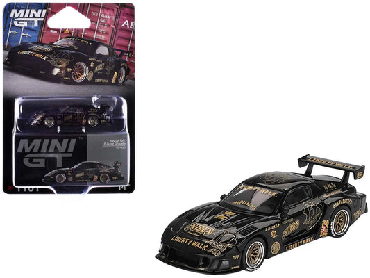 Mazda RX-7 LB-Super Silhouette "FD-NILES" Black with Gold Graphics Limited Edition 1/64 Diecast Model Car by Mini GT Cartsfy Inc.
