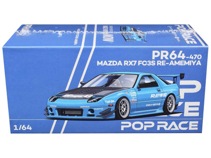 Mazda RX7 (FC3S) RE Amemiya RHD (Right Hand Drive) Light Blue with Carbon Hood "Tokyo Auto Salon 2026" 1/64 Diecast Model Car by Pop Race Miniature Motors Default Title Default Title-