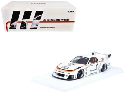 Mazda RX7 (FD3S) LB-Super Silhouette RHD (Right Hand Drive) #41 White with Stripes and Graphics 1/18 Model Car by Inno Models Cartsfy Inc.