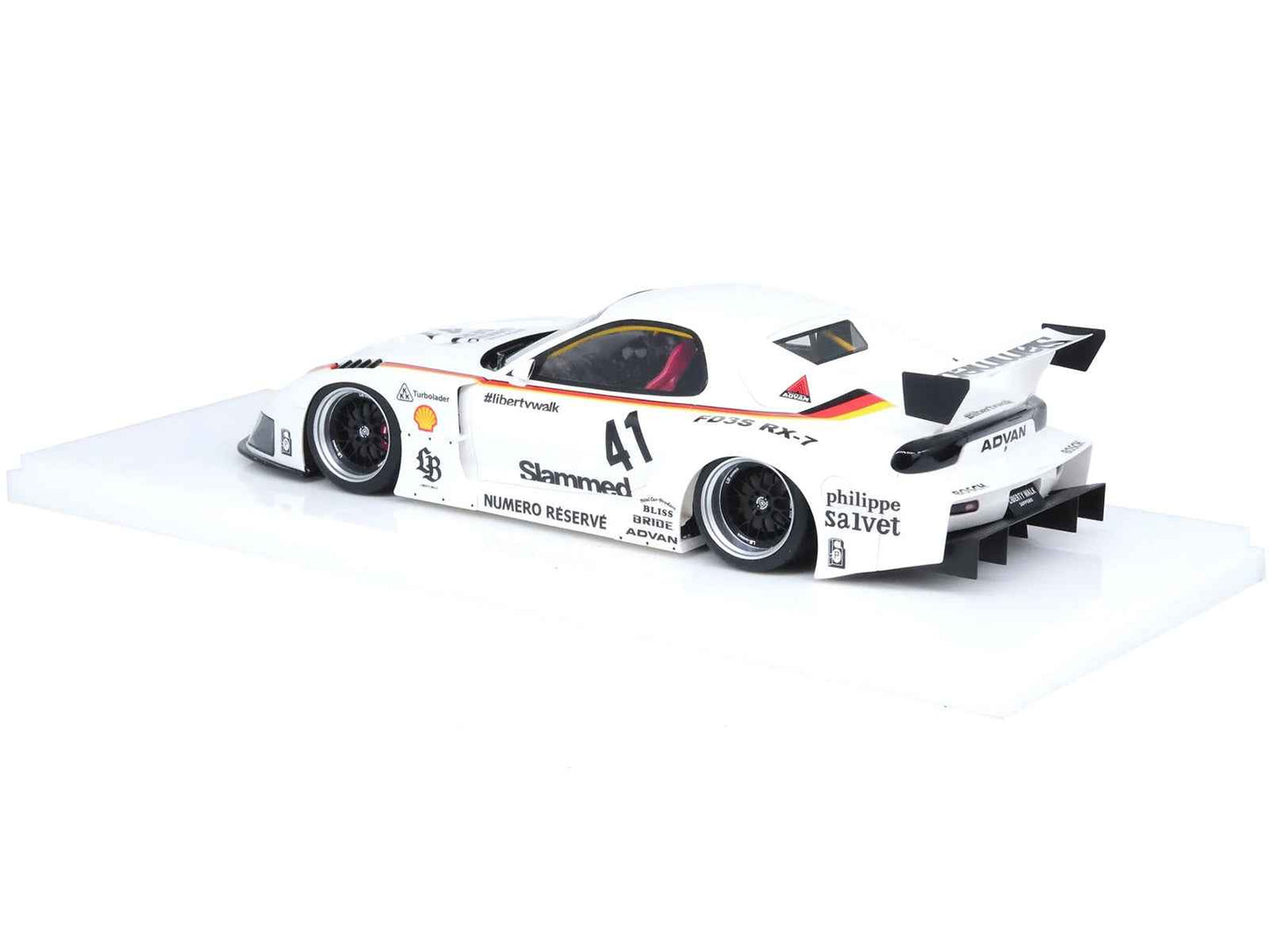 Mazda RX7 (FD3S) LB-Super Silhouette RHD (Right Hand Drive) #41 White with Stripes and Graphics 1/18 Model Car by Inno Models Cartsfy Inc.