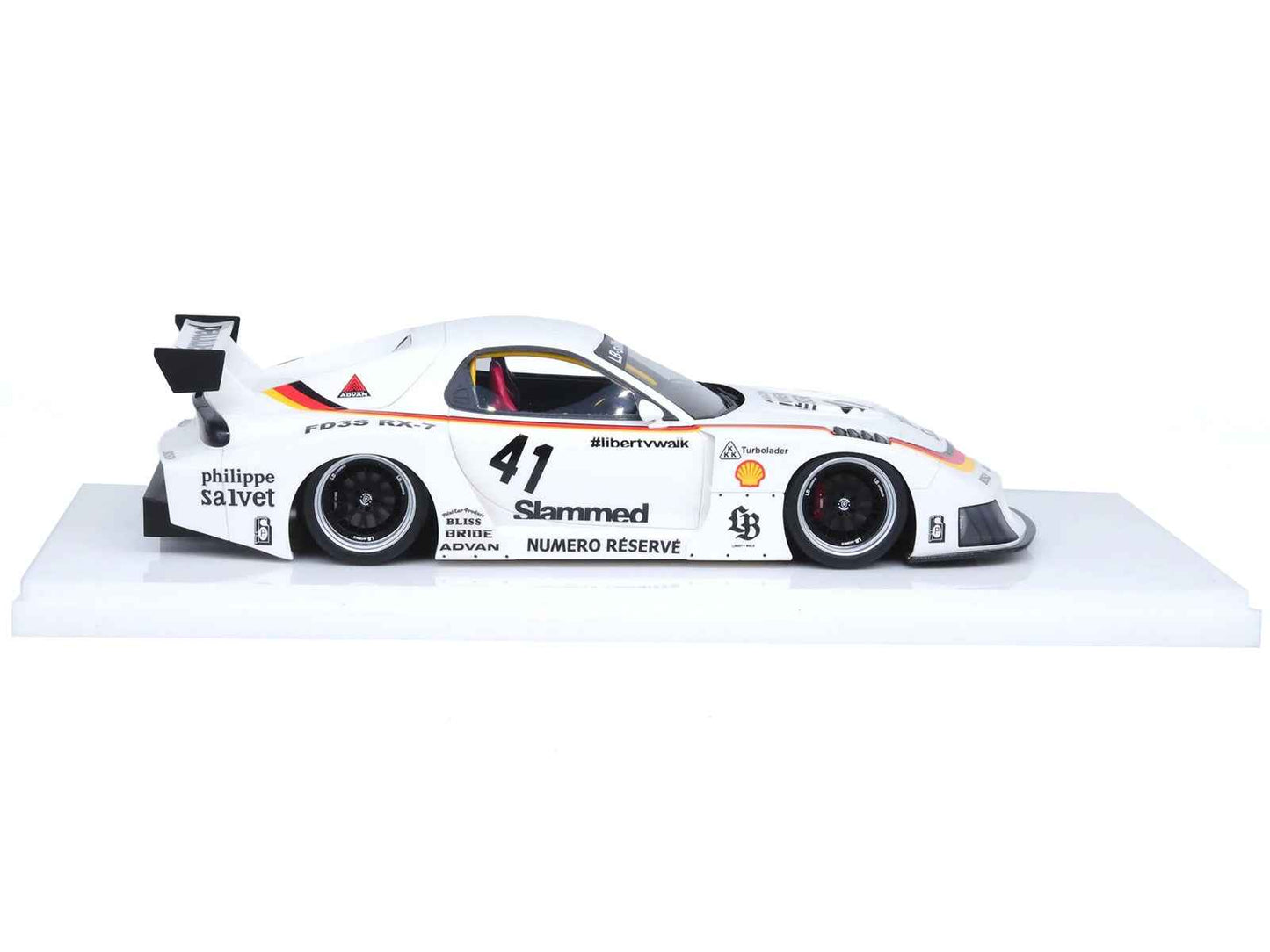 Mazda RX7 (FD3S) LB-Super Silhouette RHD (Right Hand Drive) #41 White with Stripes and Graphics 1/18 Model Car by Inno Models Cartsfy Inc.