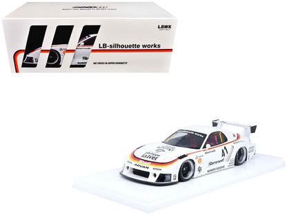 Mazda RX7 (FD3S) LB-Super Silhouette RHD (Right Hand Drive) #41 White with Stripes and Graphics 1/18 Model Car by Inno Models Cartsfy Inc.