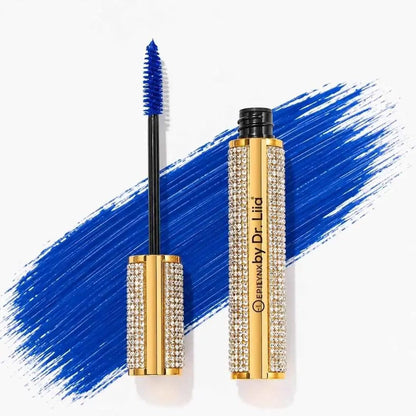 Mega Volume Vegan Mascara Black and Blue – Smudge-Proof with Handmade Diamond Case EpiLynx Blue Black Blue-Black-