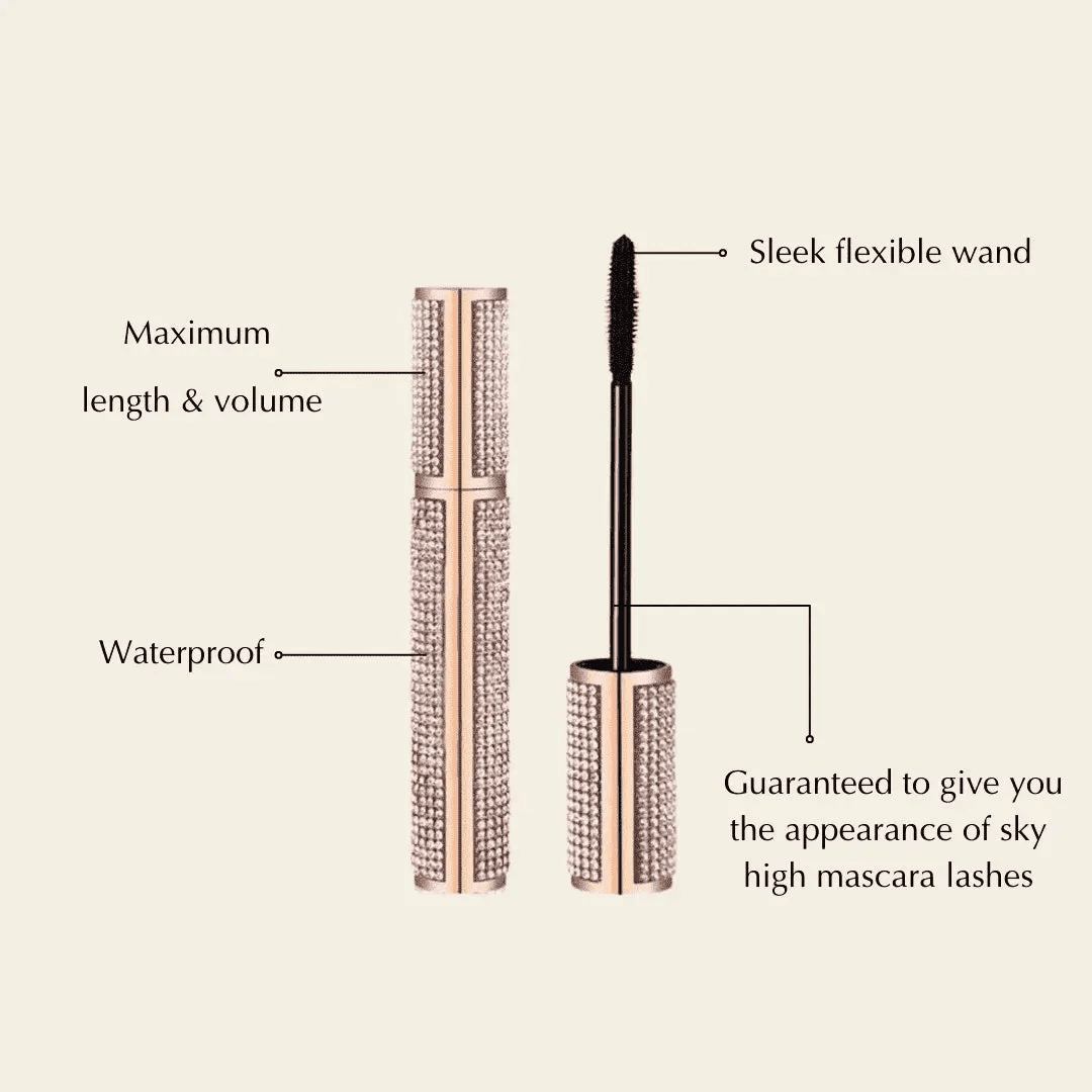 Mega Volume Vegan Mascara Black and Blue – Smudge-Proof with Handmade Diamond Case EpiLynx Blue Black Blue-Black-