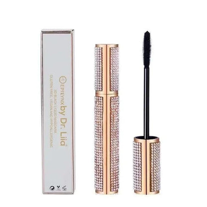 Mega Volume Vegan Mascara Black and Blue – Smudge-Proof with Handmade Diamond Case EpiLynx Blue Black Blue-Black-