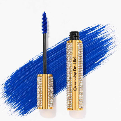 Blue mascara wand with rhinestone diamond-look case