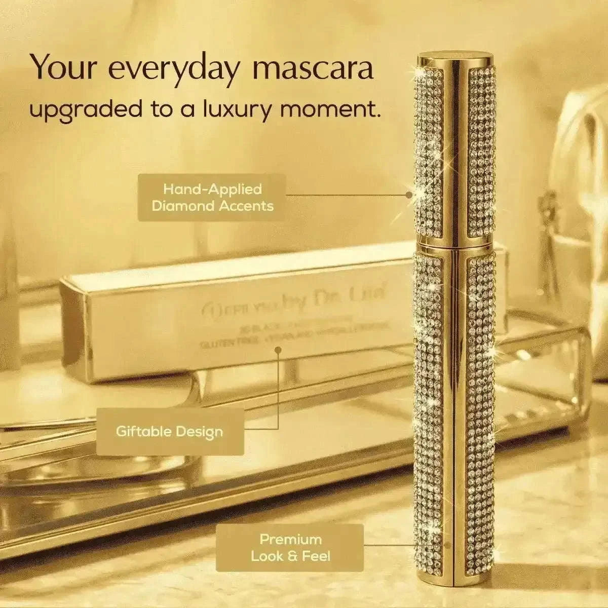 Mega Volume Vegan Mascara Black and Blue – Smudge-Proof with Handmade Diamond Case Cartsfy Inc.