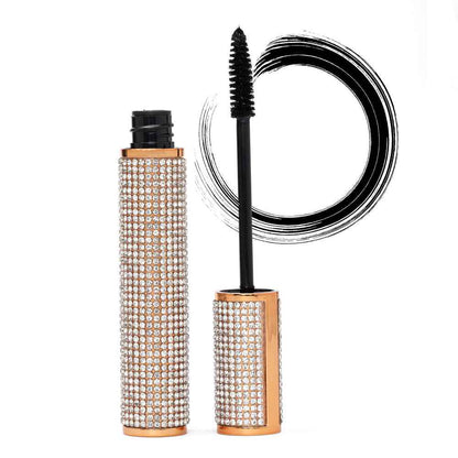 Black mascara wand with rhinestone diamond case tube and gold cap