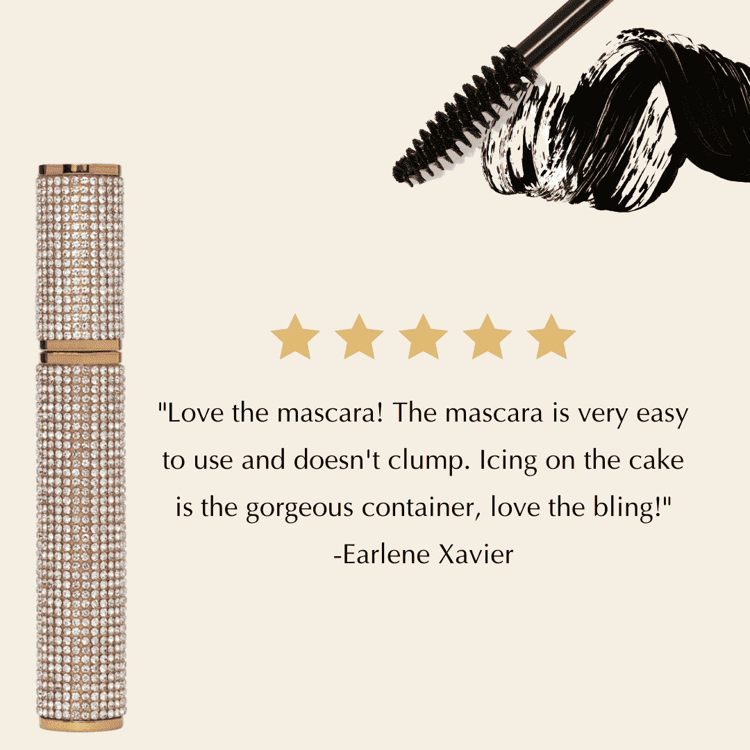 Rhinestone diamond mascara tube with black wand tip