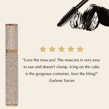Rhinestone diamond mascara tube with black wand tip