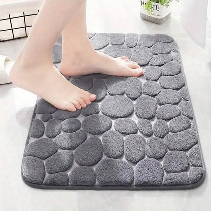 Memory Foam Bath Rug with Cobblestone Embossment - Cartsfy Inc.