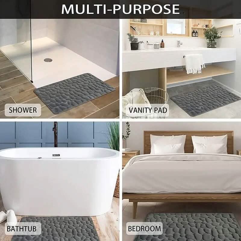 Memory Foam Bath Rug with Cobblestone Embossment - Cartsfy Inc.