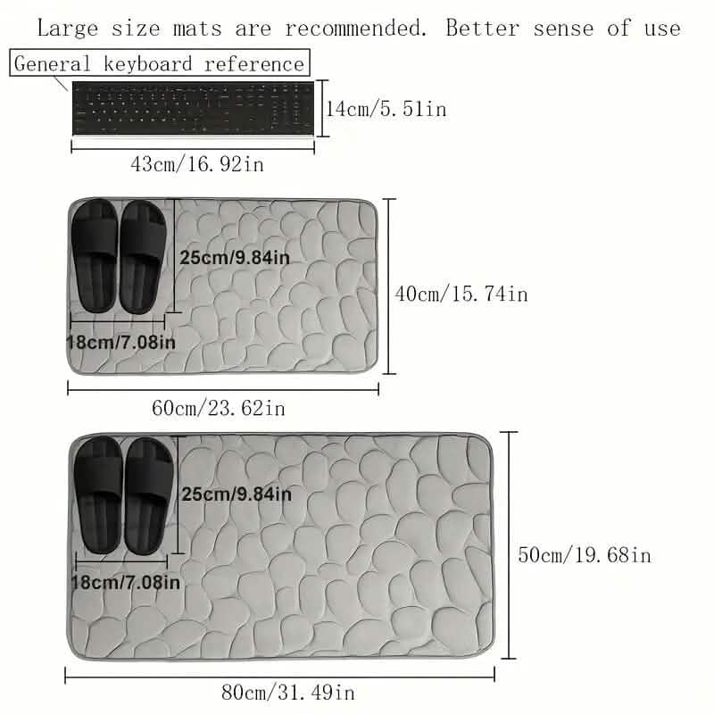 Memory Foam Bath Rug with Cobblestone Embossment - Cartsfy Inc.