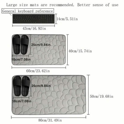 Memory Foam Bath Rug with Cobblestone Embossment - Cartsfy Inc.