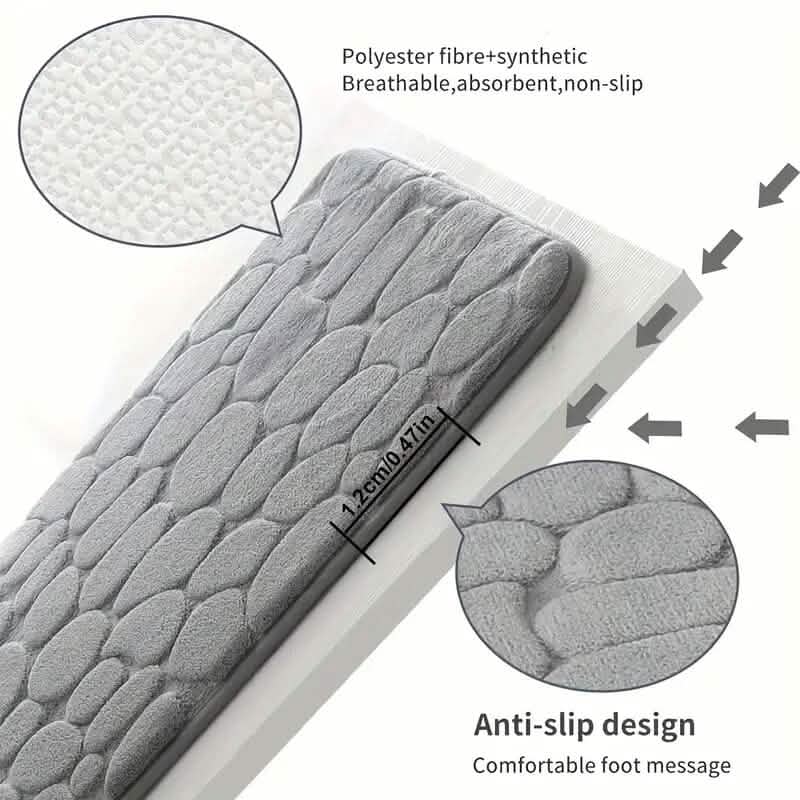 Memory Foam Bath Rug with Cobblestone Embossment - Cartsfy Inc.