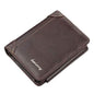Men's bifold wallet in dark brown leather-look material with stitched trim