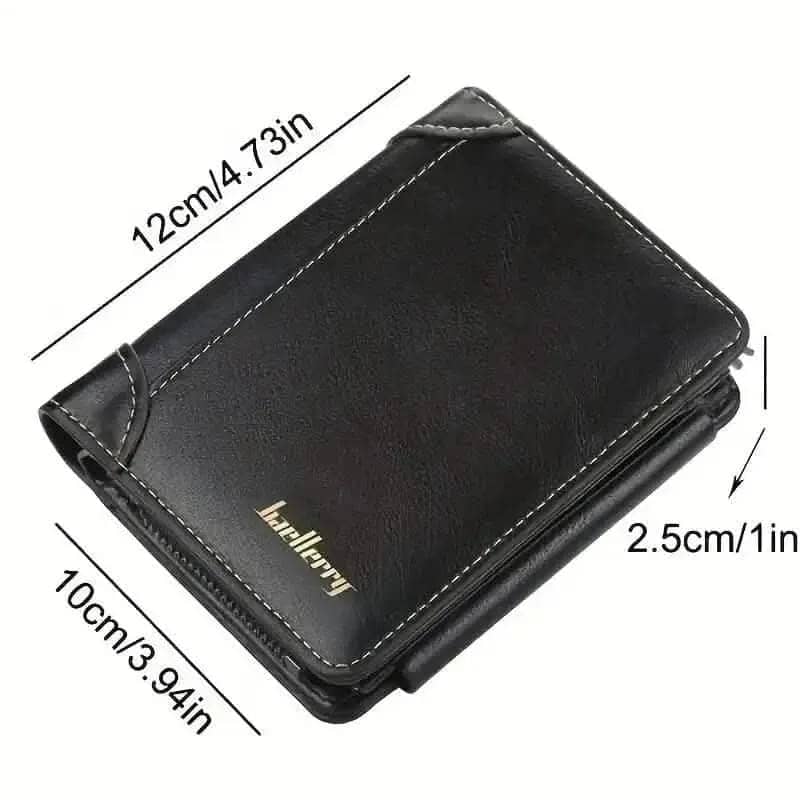 Men's Short Multi-Card Slots Tri-Fold Zipper Coin Pocket Wallet DailySale Brown Black Coffee Brown-Black-Coffee-