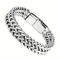 Stainless steel braided bracelet with rectangular magnetic clasp, polished chain links.