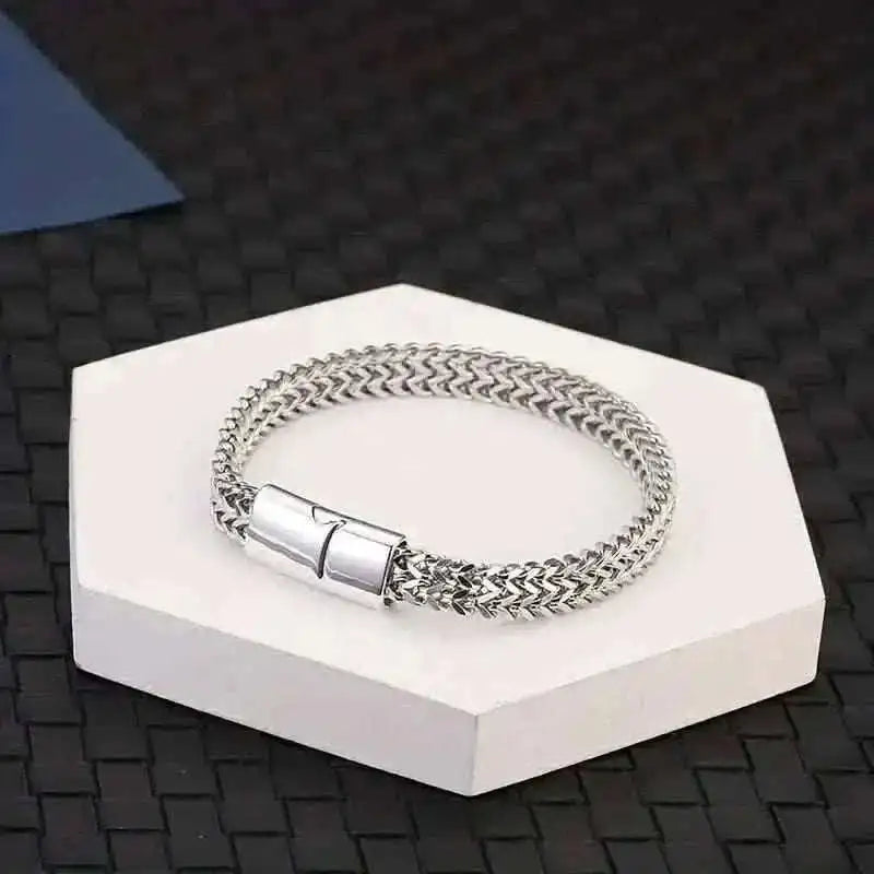 Men's Stainless Steel Braided Bracelet with Magnetic Clasp Cartsfy Inc.