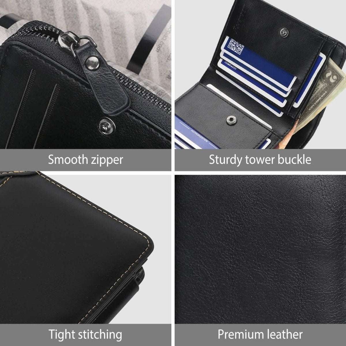 Men's Trifold Clutch Leather Wallet ID Card Holder Cartsfy Inc.