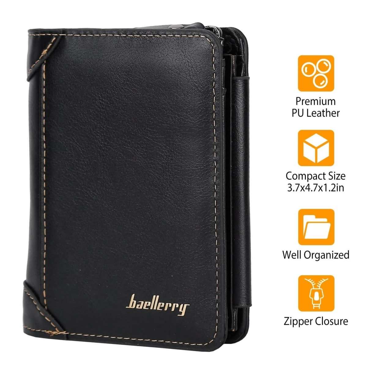 Men's Trifold Clutch Leather Wallet ID Card Holder Cartsfy Inc.