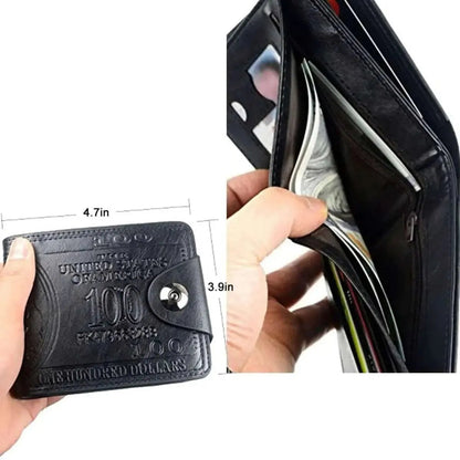 Men's USD Bill Wallet Billfold Leather Credit Card Photo Holder DailySale Black Brown Black-Brown-