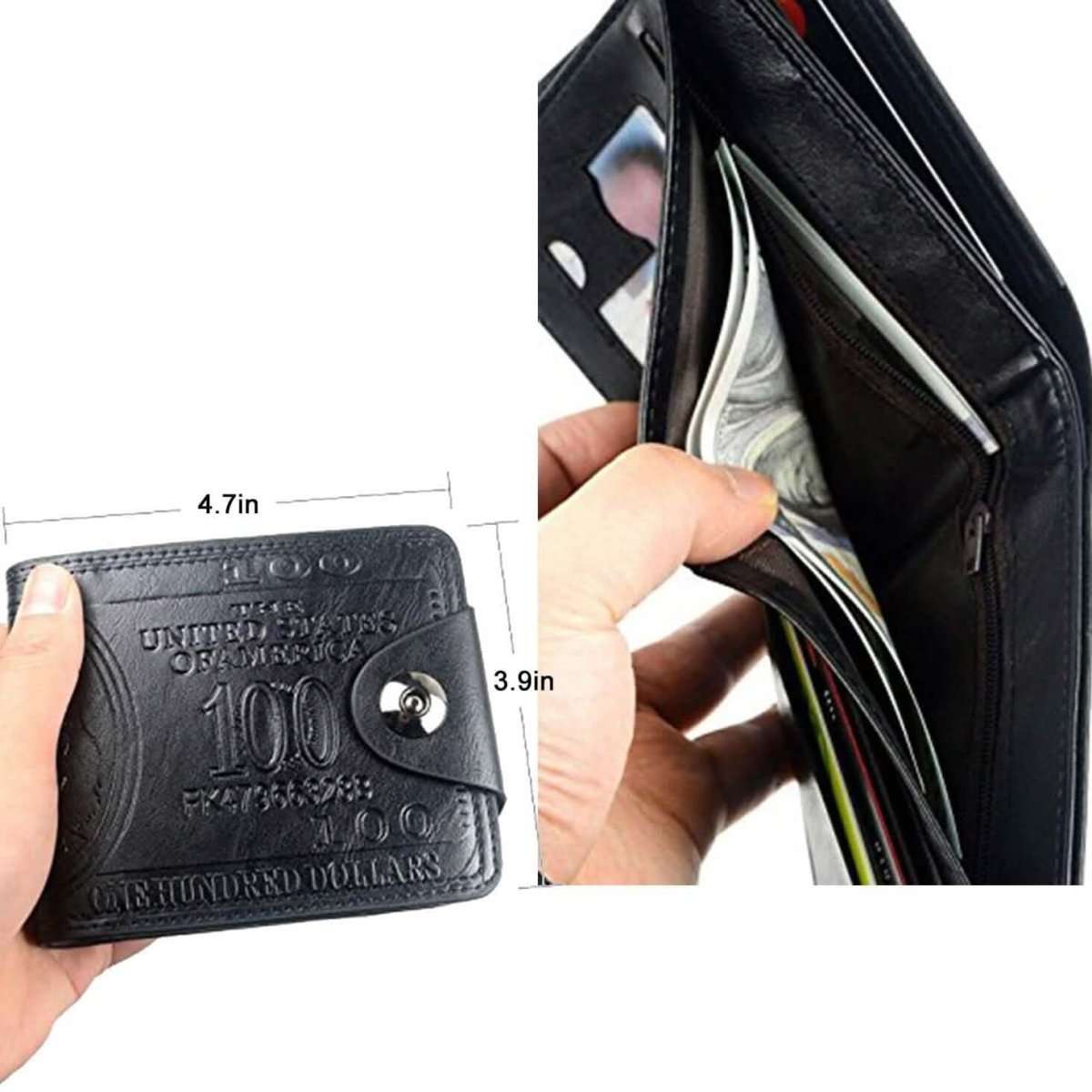 Men's USD Bill Wallet Billfold Leather Credit Card Photo Holder Cartsfy Inc.