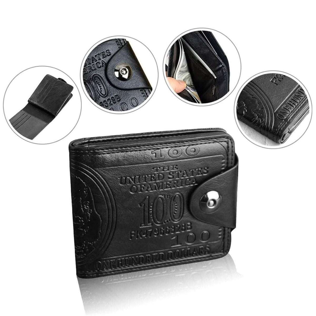 Men's USD Bill Wallet Billfold Leather Credit Card Photo Holder Cartsfy Inc.
