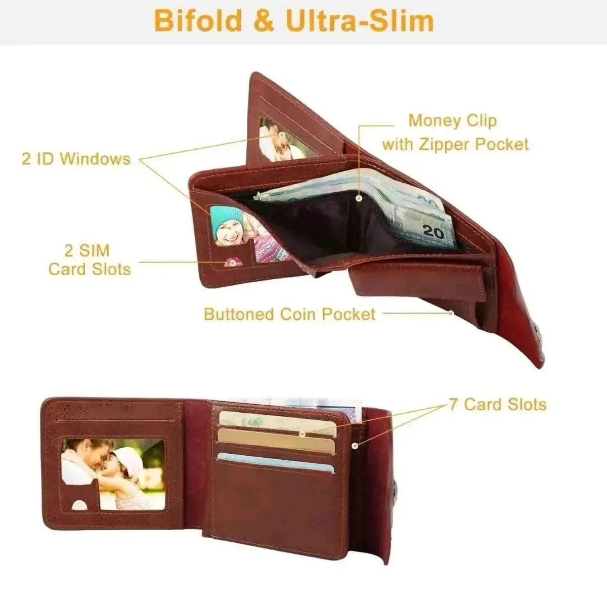 Men's Wallet PU Leather BiFold RFID Blocking Card Holder Cartsfy Inc.