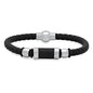 Men's Black Braided Leather, Black Threat and Stainless Steel Bracelet - Cartsfy Inc.