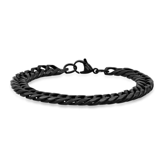 Men's Black IP Stainless Steel Cuban Link Chain Bracelet - Cartsfy Inc.