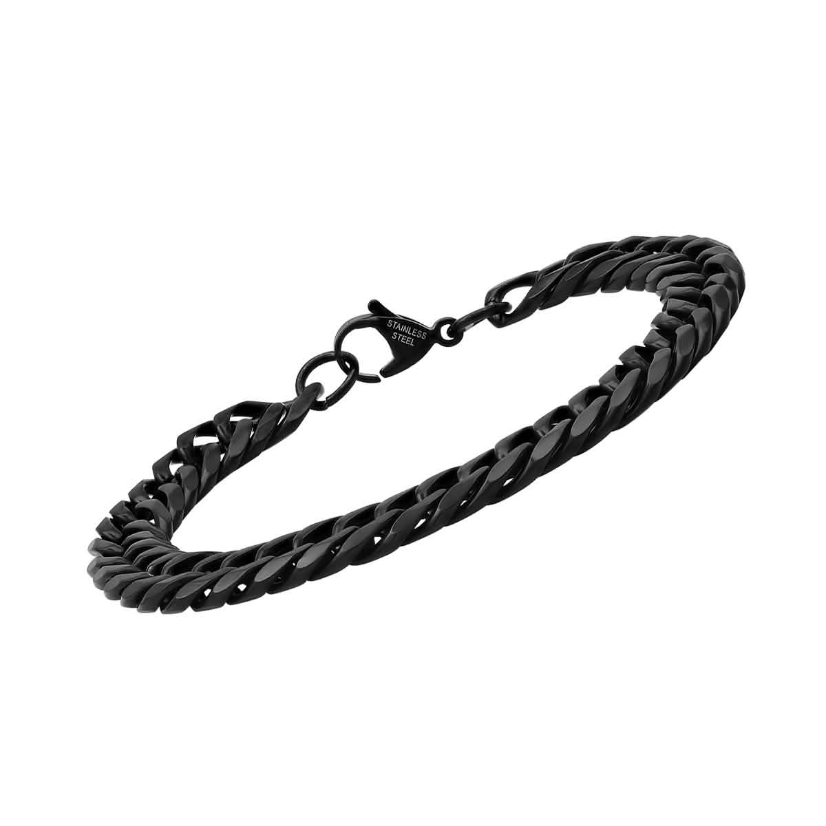 Men's Black IP Stainless Steel Cuban Link Chain Bracelet - Cartsfy Inc.