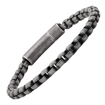 Men's Oxidized Stainless Steel Round Box Chain Bracelet - Cartsfy Inc.