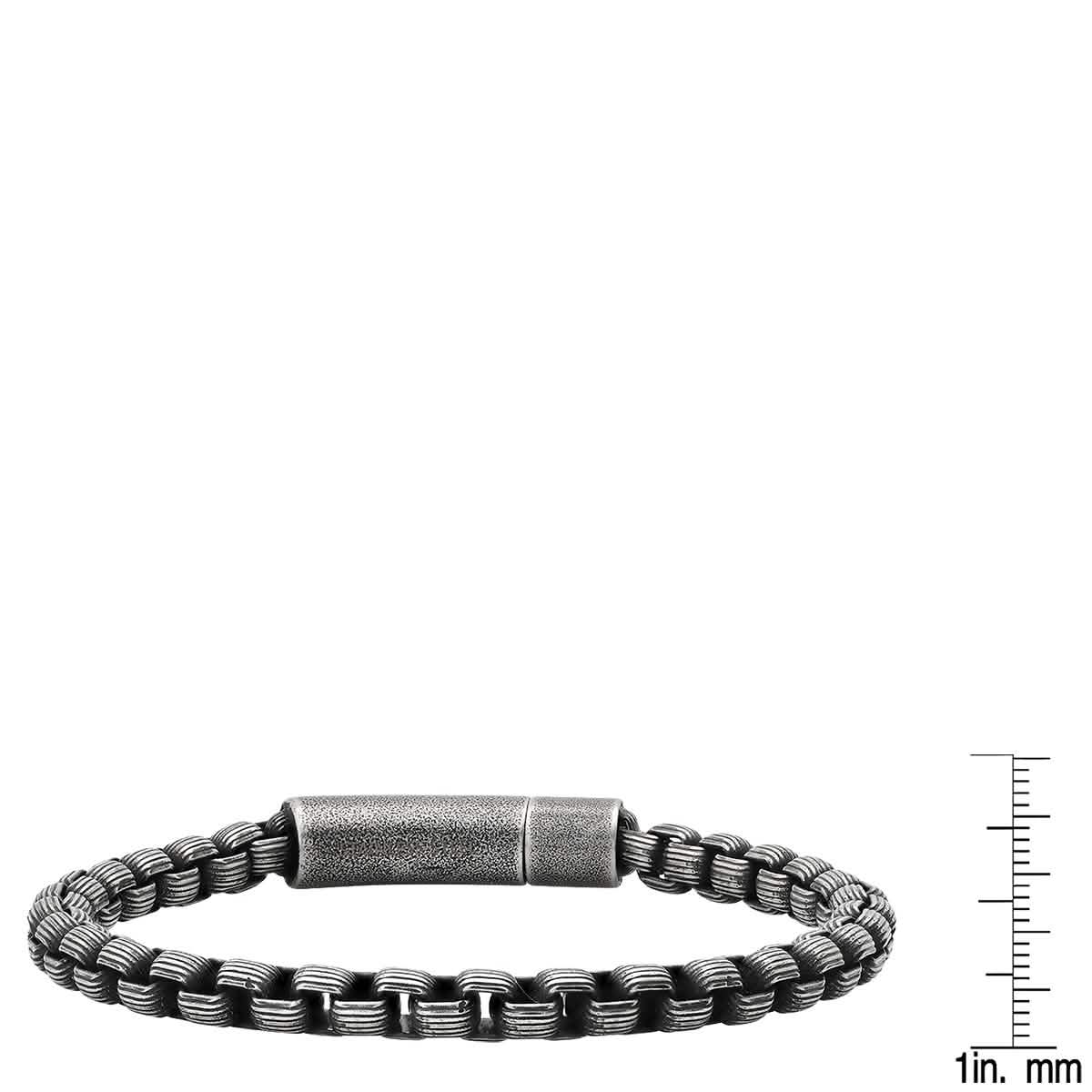 Men's Oxidized Stainless Steel Round Box Chain Bracelet - Cartsfy Inc.