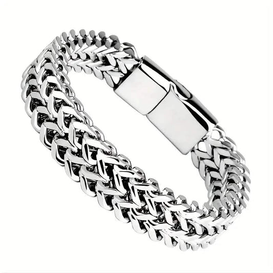 Men's Stainless Steel Braided Bracelet with Magnetic Clasp - Cartsfy Inc.