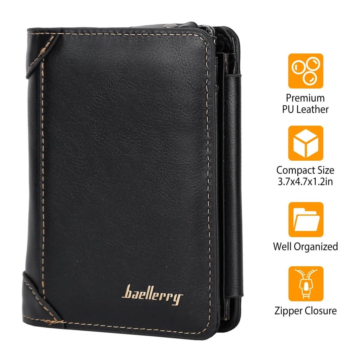 Men's Trifold Clutch Leather Wallet ID Card Holder - Cartsfy Inc.
