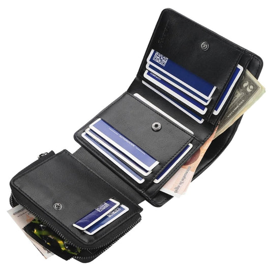 Men's Trifold Clutch Leather Wallet ID Card Holder - Cartsfy Inc.
