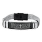 Men's Two Tone Stainless Steel and Black IP Our Father Prayer Mesh Bracelet - Cartsfy Inc.