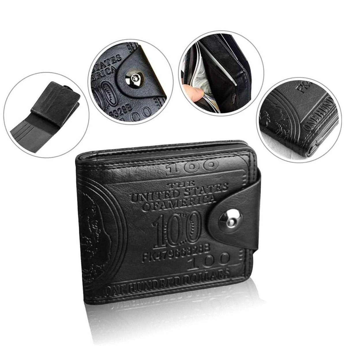 Men's USD Bill Wallet Billfold Leather Credit Card Photo Holder - Cartsfy Inc.