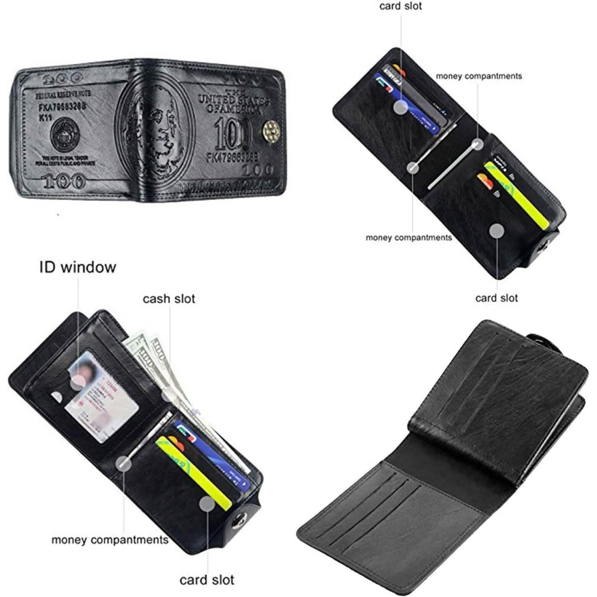 Men's USD Bill Wallet Billfold Leather Credit Card Photo Holder - Cartsfy Inc.