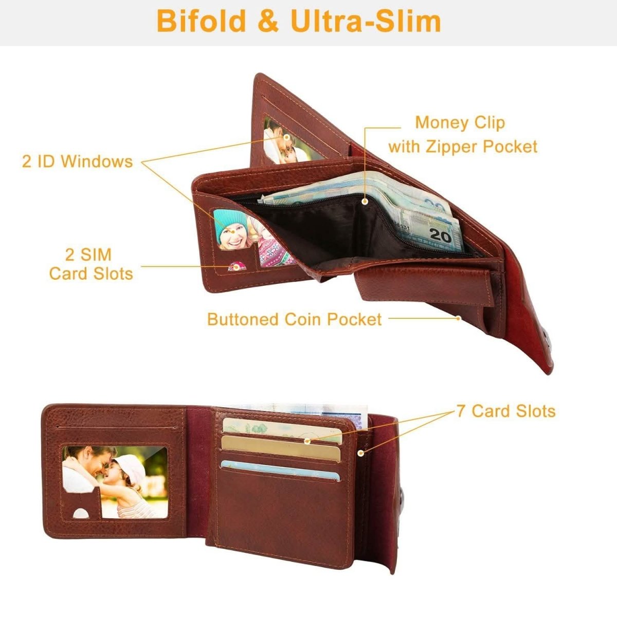 Men's Wallet PU Leather BiFold RFID Blocking Card Holder - Cartsfy Inc.