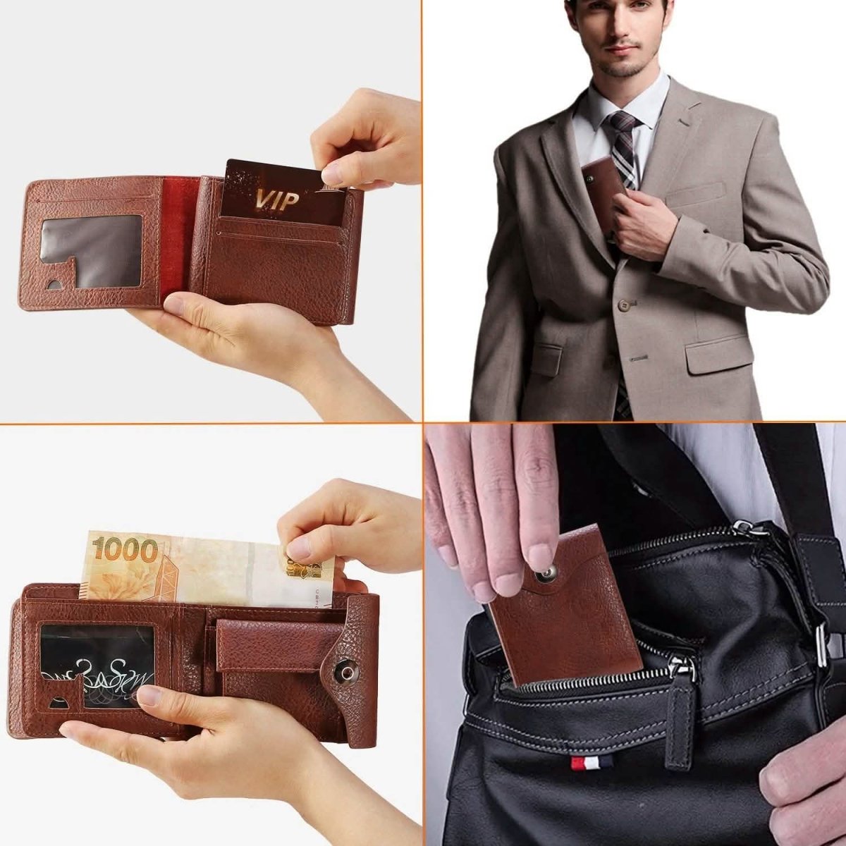 Men's Wallet PU Leather BiFold RFID Blocking Card Holder - Cartsfy Inc.
