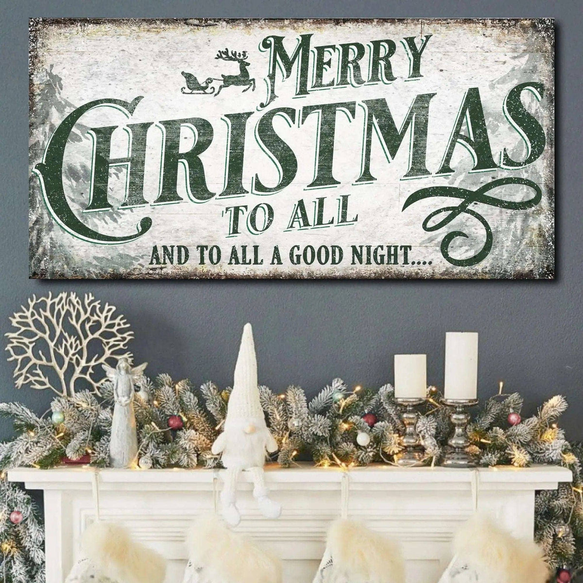 Merry Christmas To All And Goodnight Sign II Tailored Canvases 20x10 inch Medium Premium Gallery Wrapped 48x24 inch Large Premium Gallery Wrapped 60x30 inch Extra Large Premium Gallery Wrapped 20x10 inch Medium Premium Gallery Wrapped-48x24 inch Large Premium Gallery Wrapped-60x30 inch Extra Large Premium Gallery Wrapped-