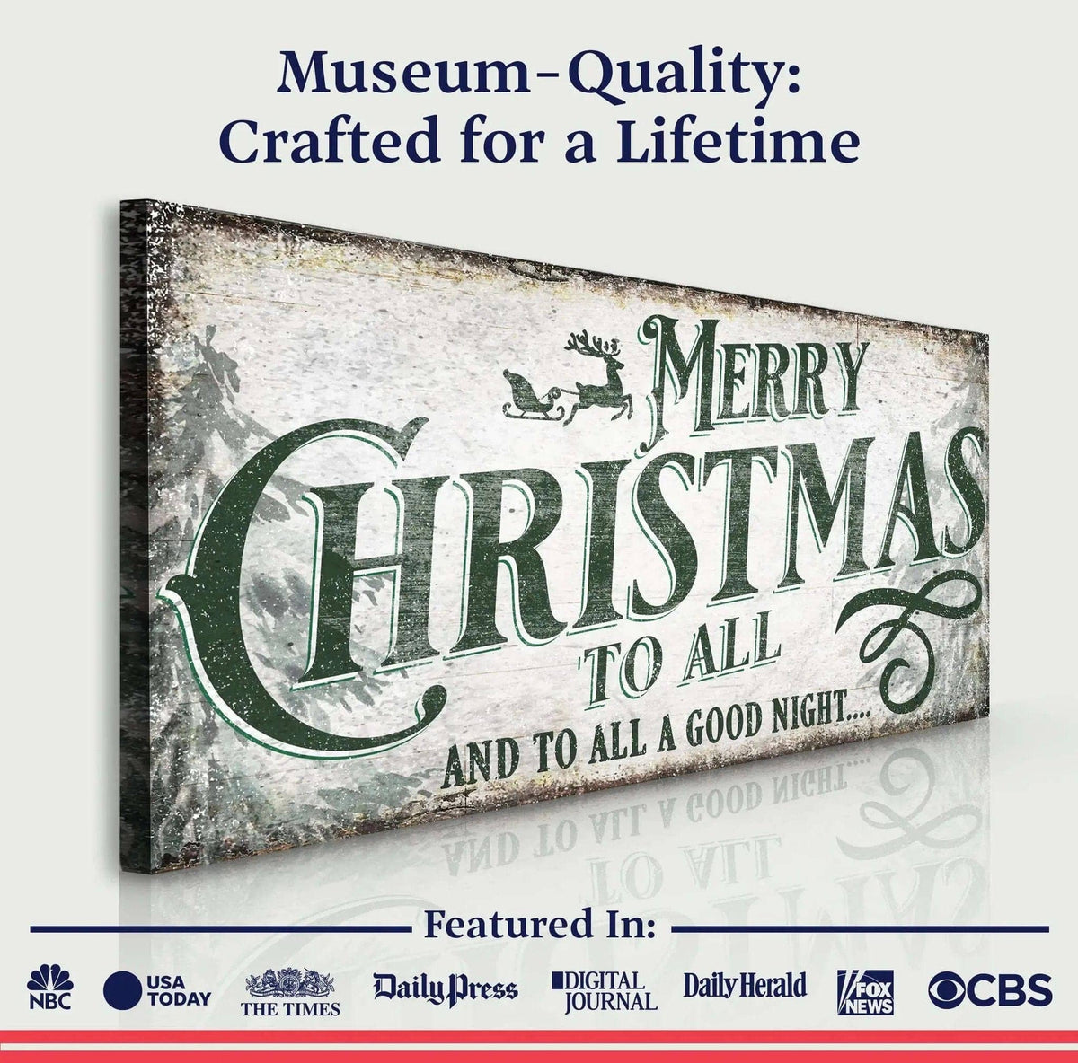 Merry Christmas To All And Goodnight Sign II Tailored Canvases 20x10 inch Medium Premium Gallery Wrapped 48x24 inch Large Premium Gallery Wrapped 60x30 inch Extra Large Premium Gallery Wrapped 20x10 inch Medium Premium Gallery Wrapped-48x24 inch Large Premium Gallery Wrapped-60x30 inch Extra Large Premium Gallery Wrapped-