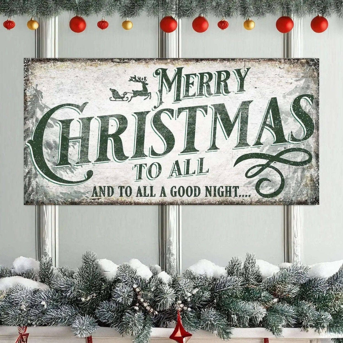 Merry Christmas To All And Goodnight Sign II Tailored Canvases 20x10 inch Medium Premium Gallery Wrapped 48x24 inch Large Premium Gallery Wrapped 60x30 inch Extra Large Premium Gallery Wrapped 20x10 inch Medium Premium Gallery Wrapped-48x24 inch Large Premium Gallery Wrapped-60x30 inch Extra Large Premium Gallery Wrapped-