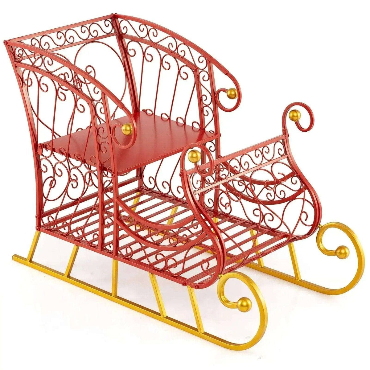 Metal Christmas Santa Sleigh Basket 2-Tier Xmas Santa's Gift Storage Sleigh Cartsfy Inc.
