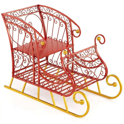 Metal Christmas Santa Sleigh Basket 2-Tier Xmas Santa's Gift Storage Sleigh Cartsfy Inc.